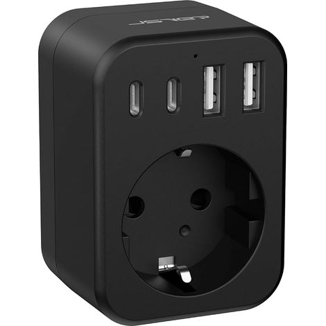 USA to France Travel Adapter, Deutschland to American Stecker Travel Adapter, Type B for US Travel to EU American Mexico Dominican Thailand (Black) (1/5)
