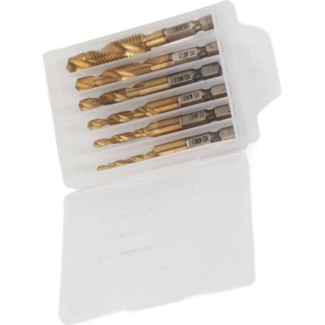 6 tarauds rapides en acier à queue hexagonale, outil combiné de perçage et de taraudage (1/5)