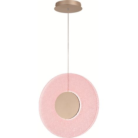 Lampada a sospensione LED CANDY 45 cm in metallo Oro e vetro graniglia Rosa (1/4)