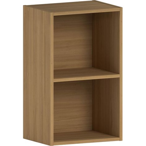 Oxford 2 Tier Cube Bookcase Shelving Storage Unit, Oak