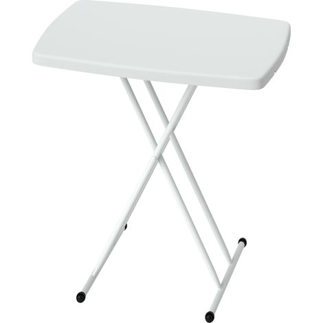 Outsunny Tavolino da Giardino Pieghevole Altezze Regolabile a 6 Livelli Bianco