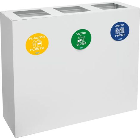 Pattumiera raccolta differenziata 3 scomparti bianco (1/5)