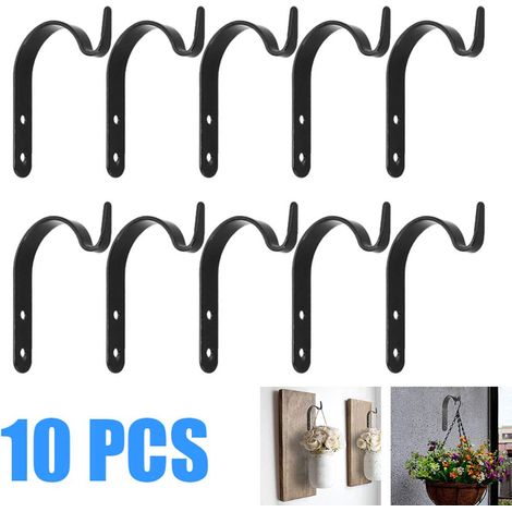 10 pezzi di applique da parete da giardino in ferro, applique da parete da giardino per fiori e piante, supporto per vasi (nero).