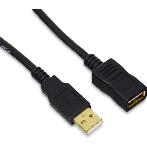 Rallonge Câble USB 2.0 mâle A vers Femelle A 2 m, Noir, pour Caméras, imprimantes (1/5)