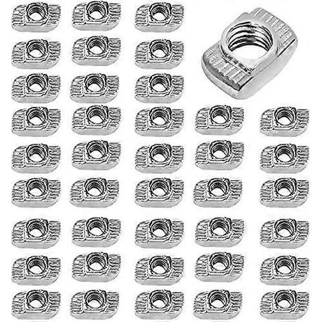 50 écrous en T en acier au carbone zingué, à tête marteau et rainure en T, pour profilés d'extrusion d'aluminium standard européen (EU30-M515,58) (1/5)
