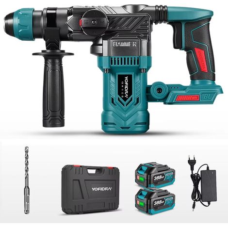 Perforateur burineur rotatif sans fil 26mm SDS Plus Brushless compatible Makita 18V – marteau perforateur professionnel haute performance, 2 batteries lithium incluses (1/5)