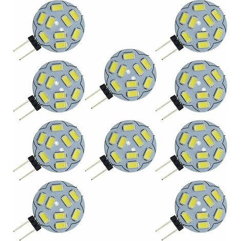 Paquete de 10 bombillas LED G4 9 SMD 5730 de 12 V CA/CC con base de doble canal, para plafón empotrable, bombilla LED de repuesto para bombilla halógena equivalente de 20 W, blanco cálido 2700 K [Clas (1/4)