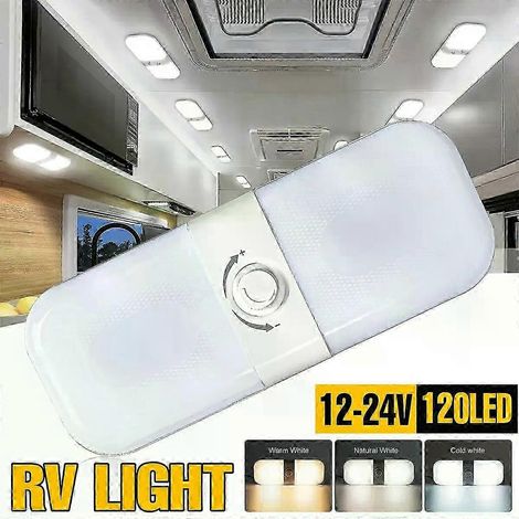 120-LED-Auto-Deckenleuchte, dimmbar, mit Schalter, passend für Wohnmobile, Wohnwagen, Boote, 12V-24V-JXLGV (1/5)