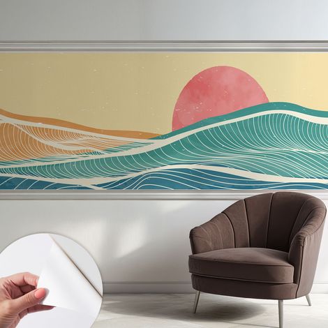 Carta da parati autoadesiva - Fotomurale adesivo - soggiorno moderno - resistente - Onde marine 250x104 cm (1/5)
