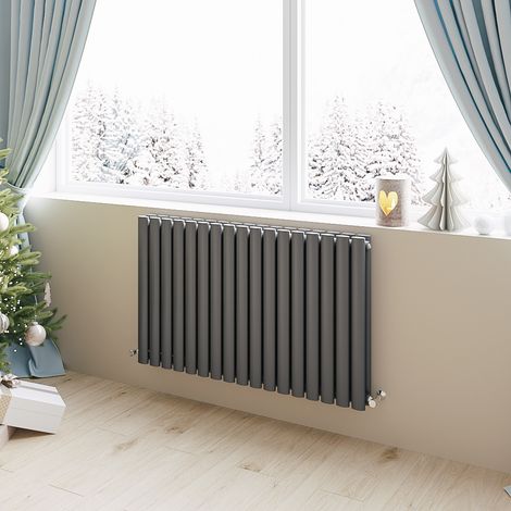 Acezanble Horizontal Oval Column Radiator Central Heating Rad 600x1003mm Double Anthracite