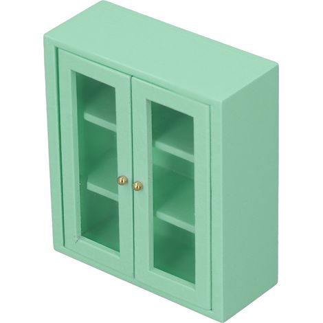 Armoire murale pour maison de poupée à l'échelle 1:12, meuble de cuisine miniature en bois, décoration, jouet, vert. (1/5)