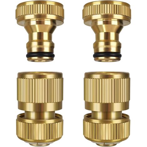 Lot de 2 Raccords Rapides pour Tuyau D'arrosage, Connecteurs D'extrémité de Tuyau Rapide en Laiton, pour Pistolet de Lavage de Voiture, Système D'irrigation de Jardin (1/5)