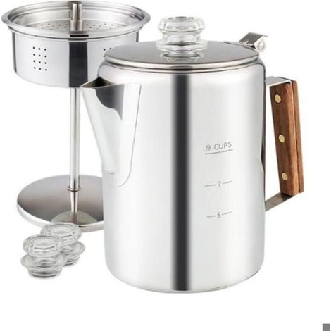 Percolateur à Café - Acier Inoxydable - Pour Camping et Plein Air - 9 Tasses (1/5)