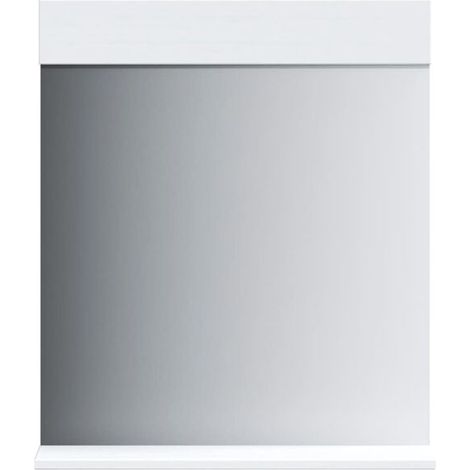 Miroir de salle de bain BERG avec étagère, en bois massif blanc (1/5)