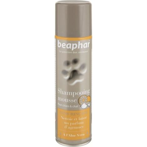 Shampooing sec mousse sans rinçage pour chiens et chats. Désignation : Shampooing sec mousse Conditionnement : 250 ml Beaphar 451048