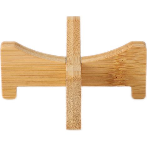 Support pour plantes en bambou, pot de fleurs, plateau en forme de croix, multifonctionnel, pour animaux de compagnie, maison et cuisine, 17,5 x 5 cm (1/5)