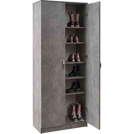 Mobile Armadio Scarpiera Casa 6 Ripiani Porta Scarpe con 2 Ante Multiuso Cemento (1/5)