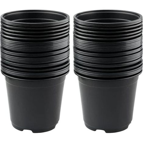 Lot de 50 pots en plastique noir de 15 cm pour plantes grasses, légumes et boutures KLB (1/5)