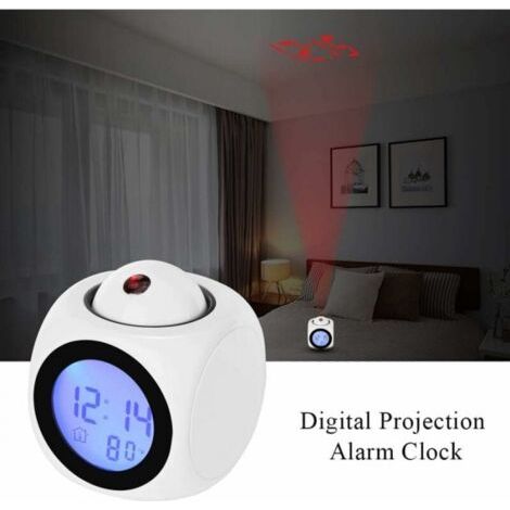 Sveglia digitale proiettore, LED silenzioso, visualizzazione orario e temperatura, funzione snooze, controllo vocale 12/24h (1/4)