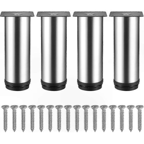 Pieds de meuble en acier inoxydable réglables, lot de 4 pattes métalliques pour tables, support de 10mm pour canapés, lits et plans de travail. (1/5)