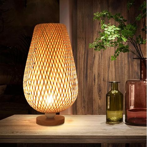 Lampe à poser en bambou Lampe à poser en bambou zen Lampe à poser décorative Lampe de table Lampe de nuit Lampe d'ambiance Chambre à coucher Salon (1/5)