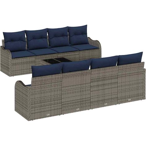 Sofa Set 9 pcs 8-Seater Grey Poly Rattan vidaXL (1/5)