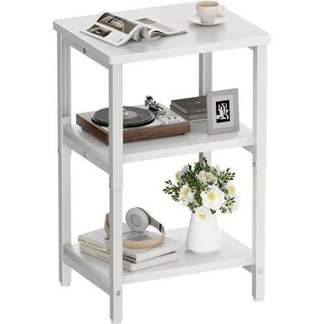 Side Table - EcoFurnix - Vintage - Steel - 37x30x62 cm - White