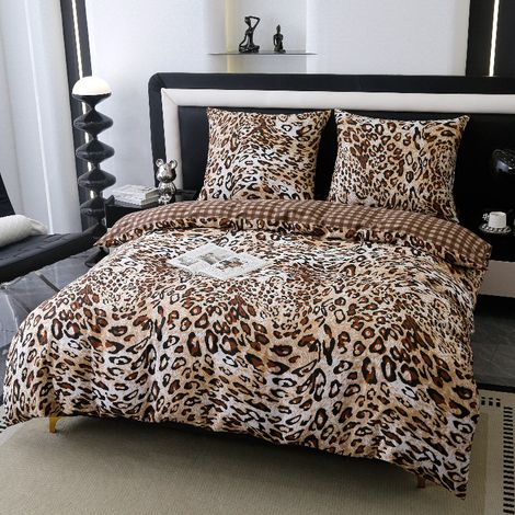 Parure de lit 160x200 en satin 100% coton – Double face avec fermeture éclair – 2 taies d’oreiller 70x80 – Design moderne et durable (1/5)