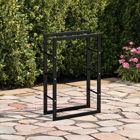 Porte-bûches coloris noir en métal 60 x 25 x 100 cm (1/5)