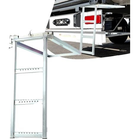 Escalera plegable de senderismo, acero inoxidable 304, 75 x 72,5 x 35 cm, capacidad de carga de 300 kg, plataforma de 3 peldaños, peso 6 kg. (1/5)