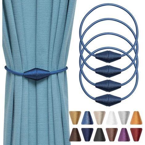 Lot de 4 embrasses de rideaux magnétiques 46 cm (bleu marine) (1/5)