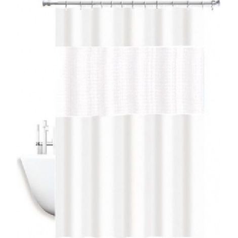 Trade Shop - WASSERDICHTER, SCHIMMELFREIER DUSCHVORHANG MIT FUGE, WEISS, 180 X 200 CM, 3D 52133 - (1/3)
