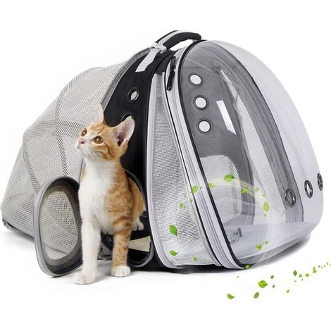 Sac à Dos pour Chat avec Extensions Avant et arrière, Sac de Transport Extensible Double pour Transporter Un Gros Chat jusqu'à 9 kg chez Le vétérinaire et pour Voyager (1/5)
