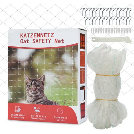 Jiubiaz Katzennetz 8x3m für Balkon und Fenster – UV-beständiges, wetterfestes Schutznetz aus Nylon, transparent und zuschneidbar, Montage ohne Bohren