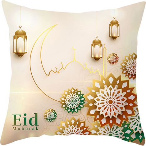 Housse de coussin en velours peau de pêche Golden Moon à imprimé ethnique (1/2)