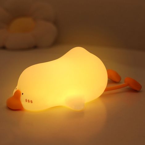 Veilleuse Bebe Silicone, Rechargeable Lampe Veilleuse Silicone Tactile Canard avec Fonction de Support de Téléphone, 3 Niveaux Réglables Veilleuse Enfant Portable Fille Garcon Noël (1/5)