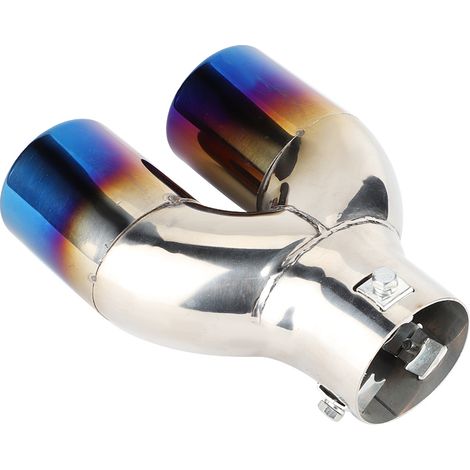 Embout d'échappement double inox universel pour voiture, silencieux arrière chromé, sortie de pot modifiée, finition brillante, pièce auto résistante. (1/5)