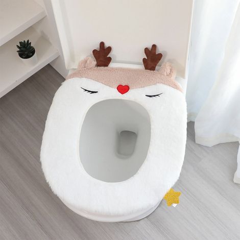 Housse De Siège De Toilette - En Velours - Décor Festif Noël - Pour Siège Standard - 1 Pièce (1/5)