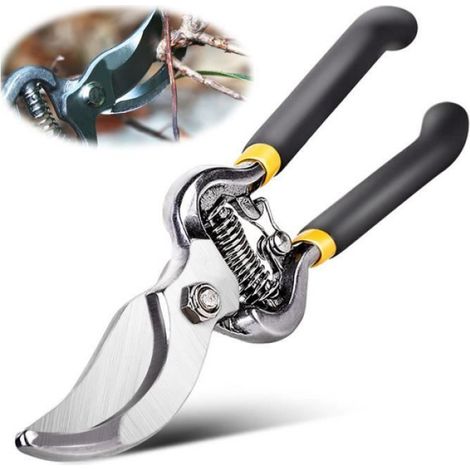 Sécateur - Acier Inoxydable Et Carbone - Poignée Ergonomique Antidérapante - Ressort De Rebond - Verrouillage De Sécurité - 22 cm (1/4)