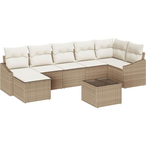 Maison Exclusive - Garten-Sofa-Set mit Kissen 8 pcs Beige und Cre