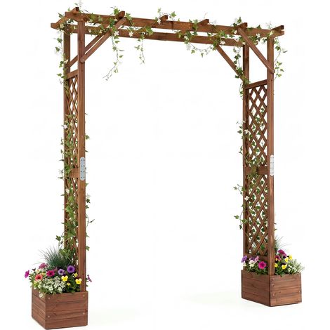 COSTWAY Arco da Giardino con 2 Fioriere, Pergola Esterno per Rampicanti (1/5)