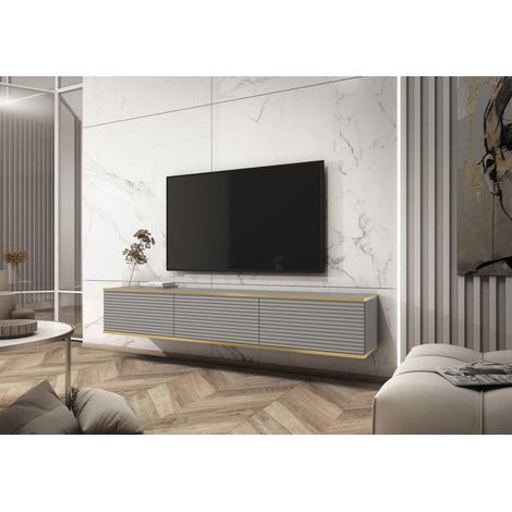 AX LIVING Wohnzimmer Lowboard Orkis MDF 175 cm Modern in Grau