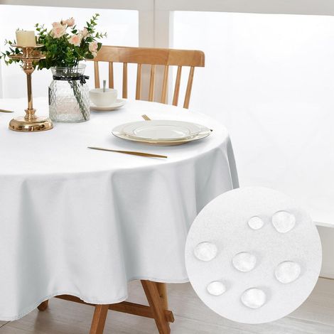 Nappe ronde 180cm Blanc, antitache & lavable, Polyester
