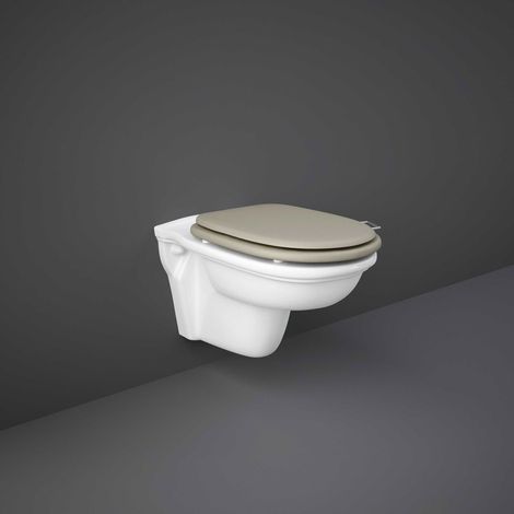RAK Washington Rimless Wall Hung Toilet (inc Matt Cappuccino Wood Soft Close Seat) (1/4)