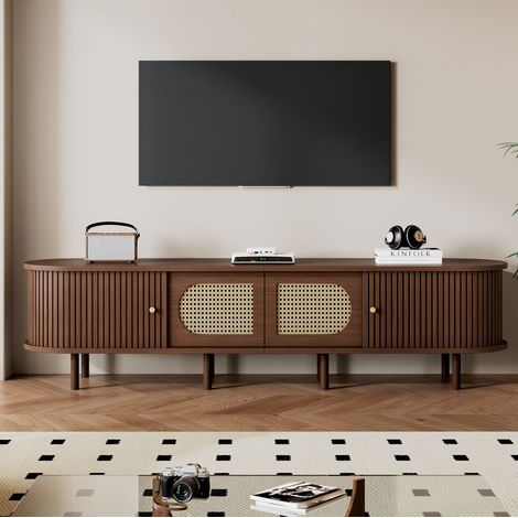 Mobile TV 180x40x40 cm in MDF noce scuro, contenitore per TV fino a 80 pollici - CHICFURN (1/5)