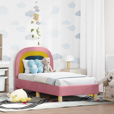 Estructura de cama para niños pequeños con cabecera Rosa