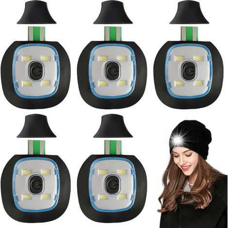 Lot de 5 lampes LED de rechange pour chapeau - Lampe étanche - Rechargeable - Lampe LED de rechange pour chapeau avec lumière blanche (1/5)