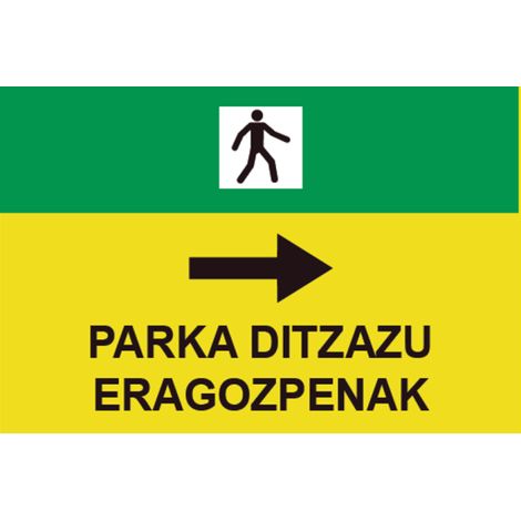 Señales viales de PVC en Euskera Parka Ditzazu Eragozpenak, d texto y pictograma (flecha derecha) 500 x 700 mm SEKURECO (1/2)