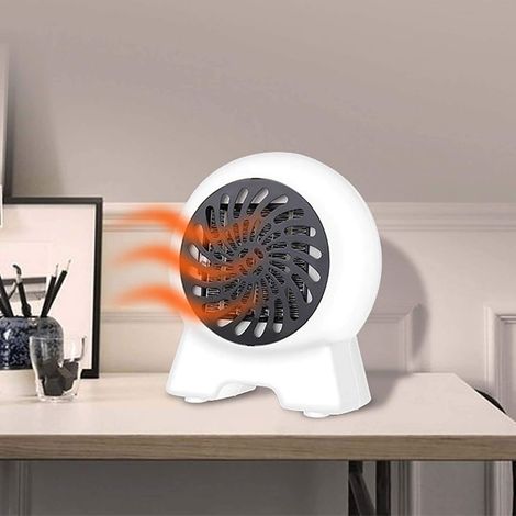 Mini radiateur soufflant céramique PTC portable, chauffage électrique basse consommation, protection surchauffe/basculement, salle de bain, blanc (1/5)