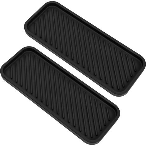 Porte Eponge Silicone, Lot de 2 Porte Éponge Cuisine Antidérapant Support Eponge Evier Cuisine, Organisateur D'évier pour Rangement éponges, Produit Vaisselle, Vaisselle, Savon, Brosses (Noir) (1/5)